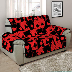 Black And Red Casino Card Pattern Print Half Sofa Protector