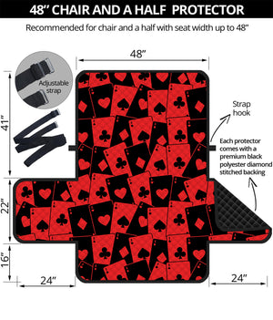 Black And Red Casino Card Pattern Print Half Sofa Protector