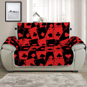 Black And Red Casino Card Pattern Print Half Sofa Protector