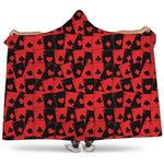 Black And Red Casino Card Pattern Print Hooded Blanket