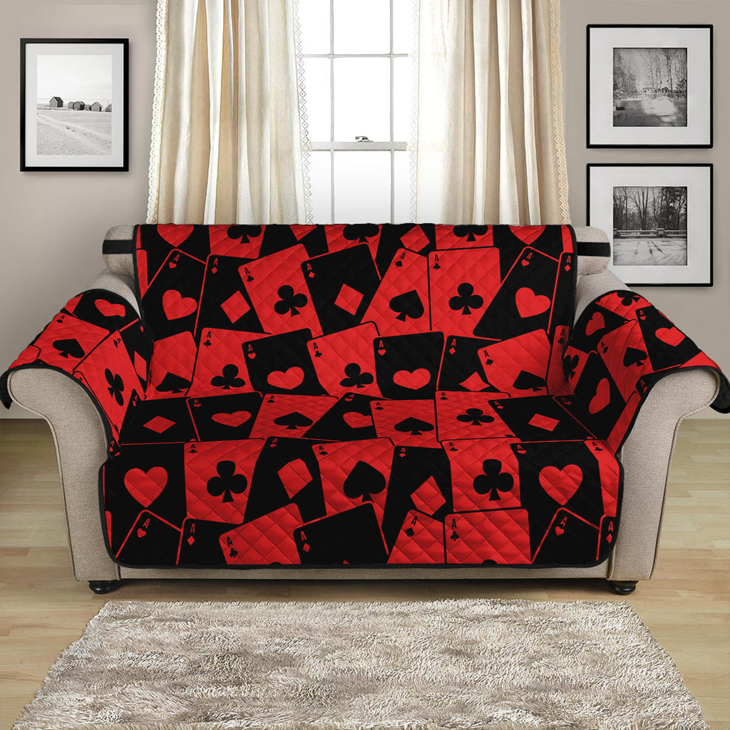 Black And Red Casino Card Pattern Print Loveseat Protector