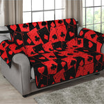 Black And Red Casino Card Pattern Print Loveseat Protector