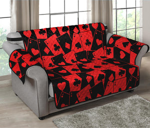 Black And Red Casino Card Pattern Print Loveseat Protector