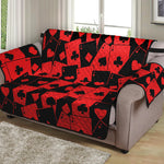 Black And Red Casino Card Pattern Print Loveseat Protector