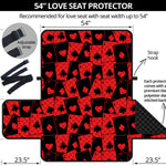 Black And Red Casino Card Pattern Print Loveseat Protector