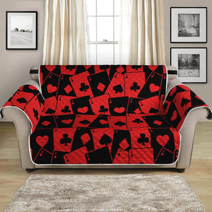 Black And Red Casino Card Pattern Print Loveseat Protector