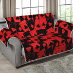 Black And Red Casino Card Pattern Print Loveseat Protector