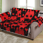 Black And Red Casino Card Pattern Print Loveseat Protector