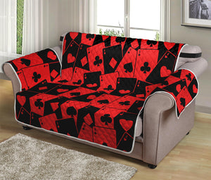 Black And Red Casino Card Pattern Print Loveseat Protector