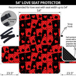 Black And Red Casino Card Pattern Print Loveseat Protector