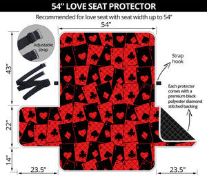 Black And Red Casino Card Pattern Print Loveseat Protector