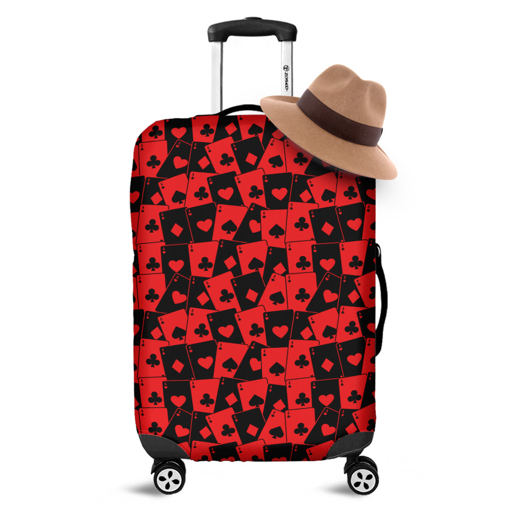 Black And Red Casino Card Pattern Print Luggage Cover