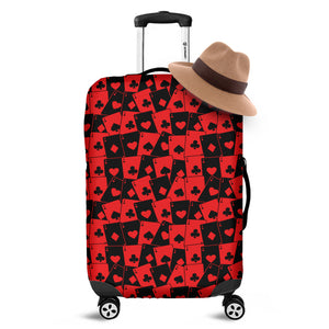 Black And Red Casino Card Pattern Print Luggage Cover