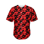 Black And Red Casino Card Pattern Print Men's Baseball Jersey