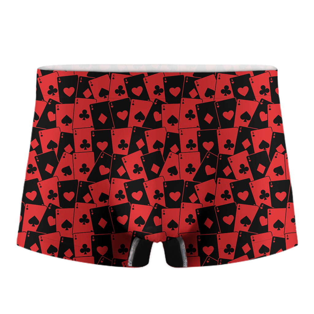 Black And Red Casino Card Pattern Print Men's Boxer Briefs