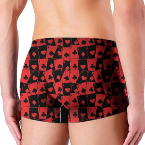 Black And Red Casino Card Pattern Print Men's Boxer Briefs