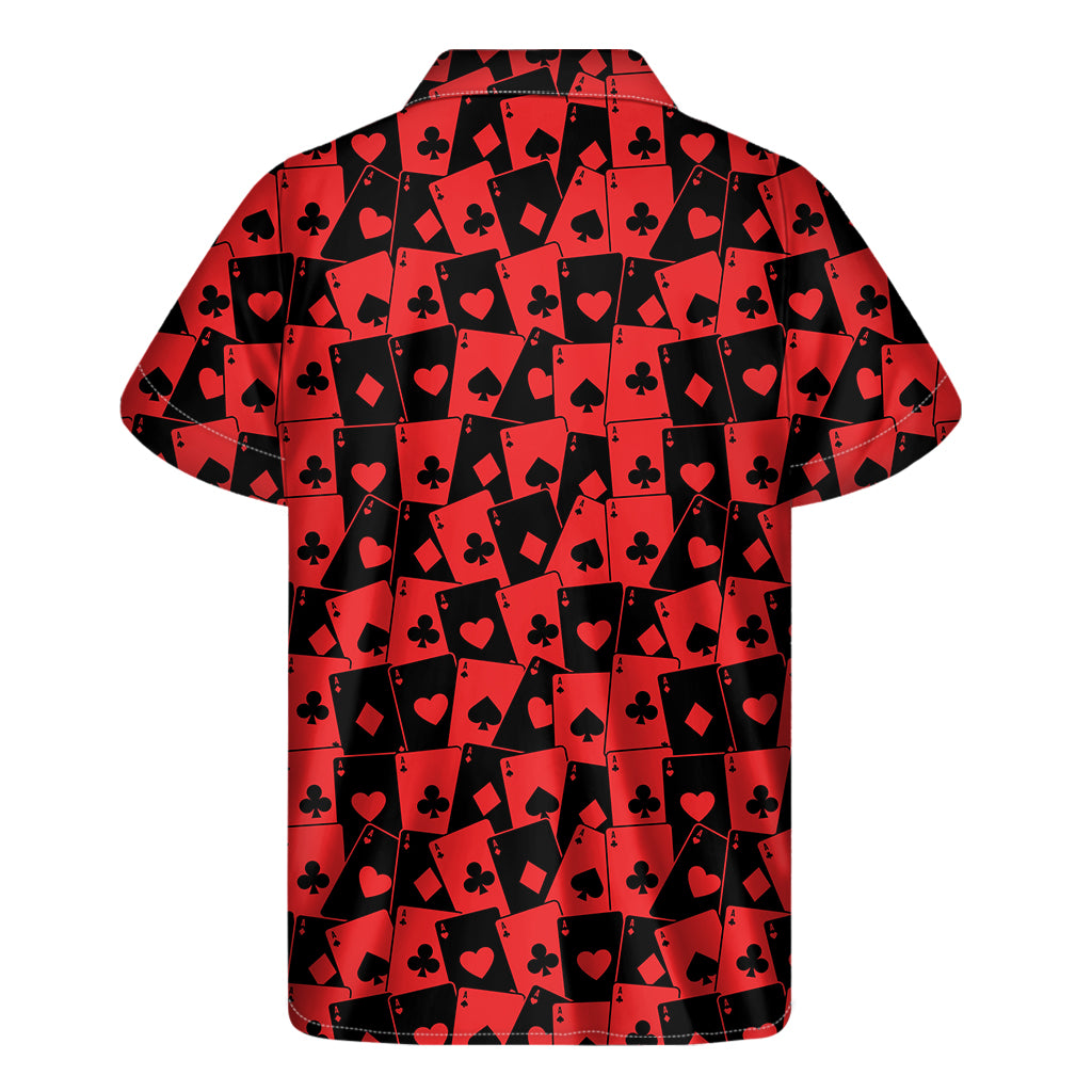 Black And Red Casino Card Pattern Print Men's Short Sleeve Shirt