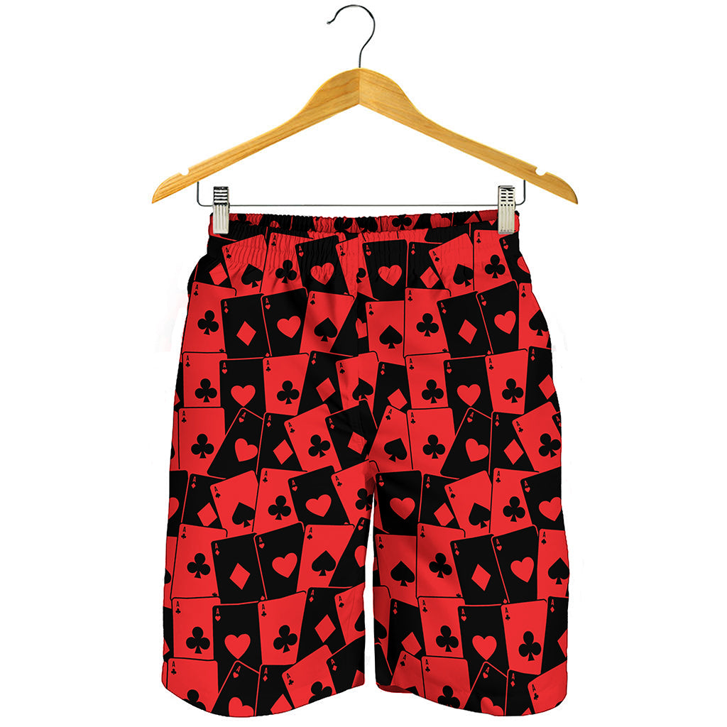 Black And Red Casino Card Pattern Print Men's Shorts