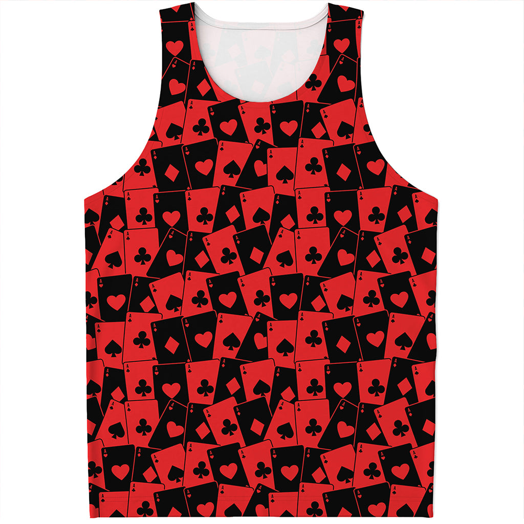 Black And Red Casino Card Pattern Print Men's Tank Top