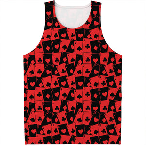 Black And Red Casino Card Pattern Print Men's Tank Top