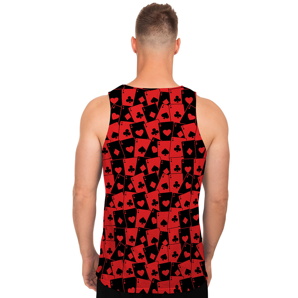 Black And Red Casino Card Pattern Print Men's Tank Top