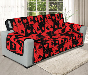 Black And Red Casino Card Pattern Print Oversized Sofa Protector