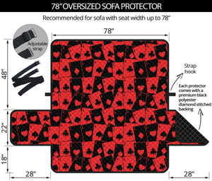 Black And Red Casino Card Pattern Print Oversized Sofa Protector