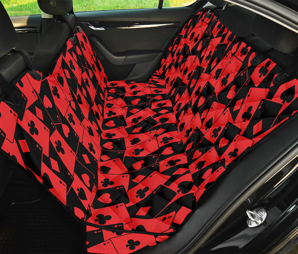 Black And Red Casino Card Pattern Print Pet Car Back Seat Cover