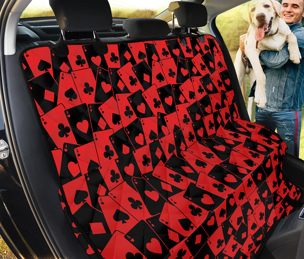 Black And Red Casino Card Pattern Print Pet Car Back Seat Cover