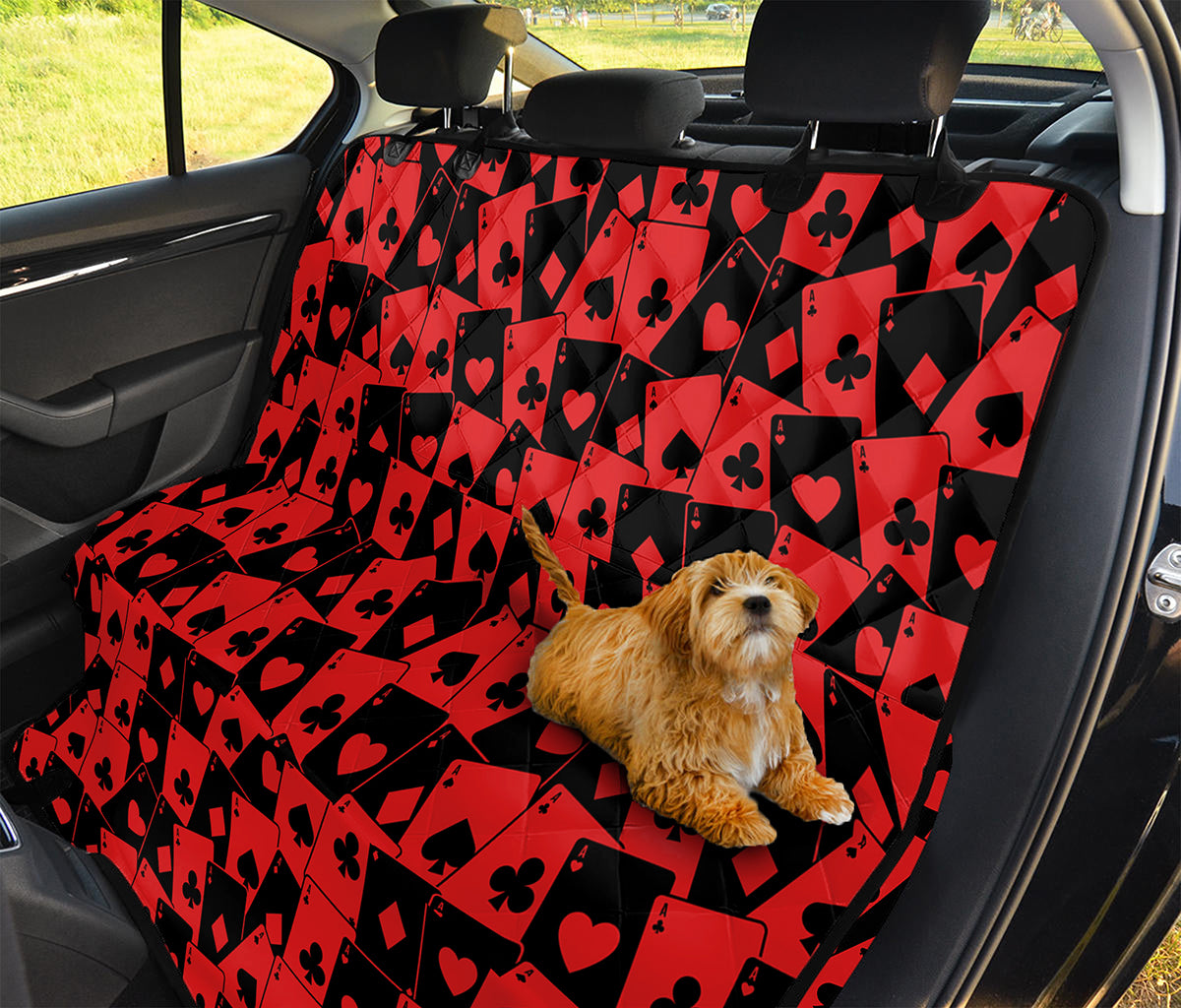 Black And Red Casino Card Pattern Print Pet Car Back Seat Cover