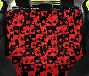 Black And Red Casino Card Pattern Print Pet Car Back Seat Cover