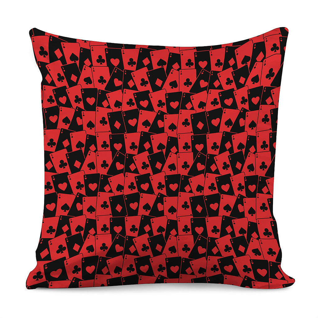 Black And Red Casino Card Pattern Print Pillow Cover