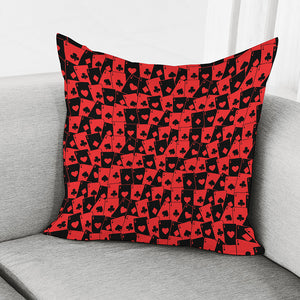 Black And Red Casino Card Pattern Print Pillow Cover