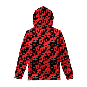 Black And Red Casino Card Pattern Print Pullover Hoodie