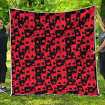 Black And Red Casino Card Pattern Print Quilt