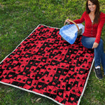 Black And Red Casino Card Pattern Print Quilt