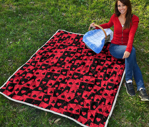 Black And Red Casino Card Pattern Print Quilt