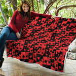 Black And Red Casino Card Pattern Print Quilt