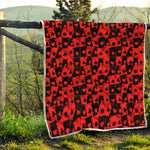 Black And Red Casino Card Pattern Print Quilt