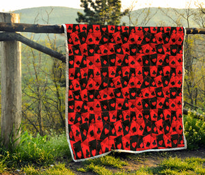 Black And Red Casino Card Pattern Print Quilt