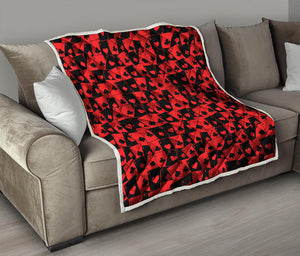 Black And Red Casino Card Pattern Print Quilt