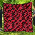 Black And Red Casino Card Pattern Print Quilt