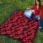 Black And Red Casino Card Pattern Print Quilt