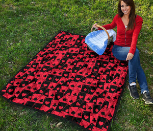 Black And Red Casino Card Pattern Print Quilt