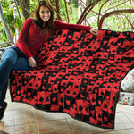 Black And Red Casino Card Pattern Print Quilt