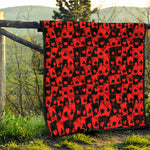 Black And Red Casino Card Pattern Print Quilt