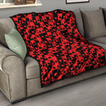 Black And Red Casino Card Pattern Print Quilt