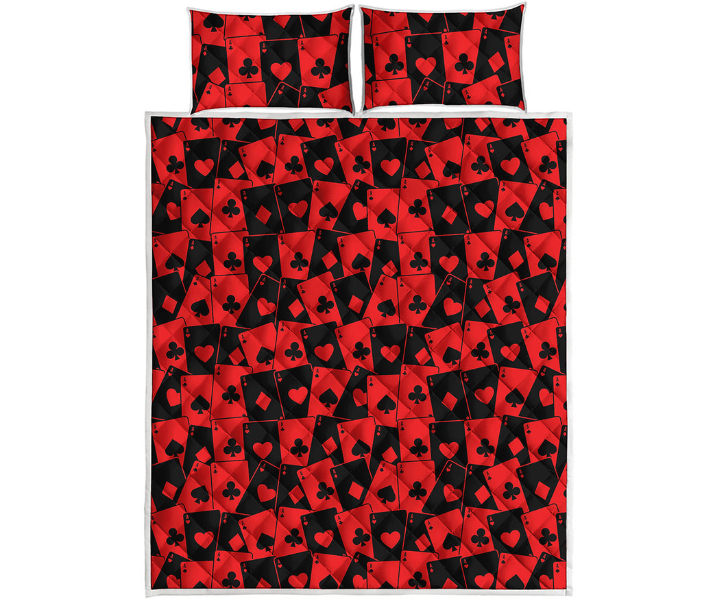 Black And Red Casino Card Pattern Print Quilt Bed Set