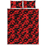 Black And Red Casino Card Pattern Print Quilt Bed Set