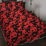 Black And Red Casino Card Pattern Print Quilt Bed Set